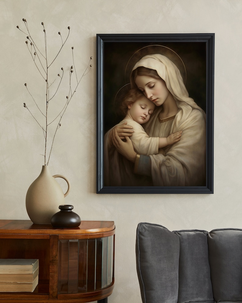 Virgin Mary and Baby Jesus Printable Art Decor Christian Catholic ...
