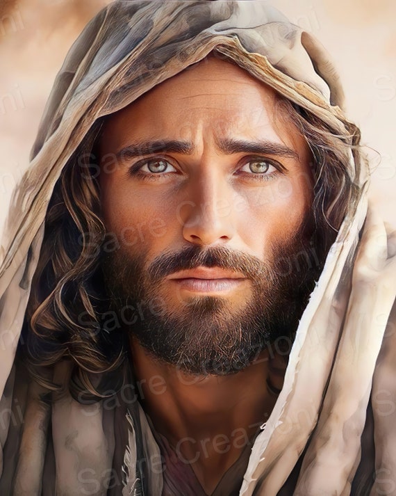 イエス・キリストの肖像画：キリスト教カトリックの壁画（デジタル
