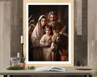 聖家族イエス、マリア、ヨセフ、キリスト教カトリックの信仰的なアート