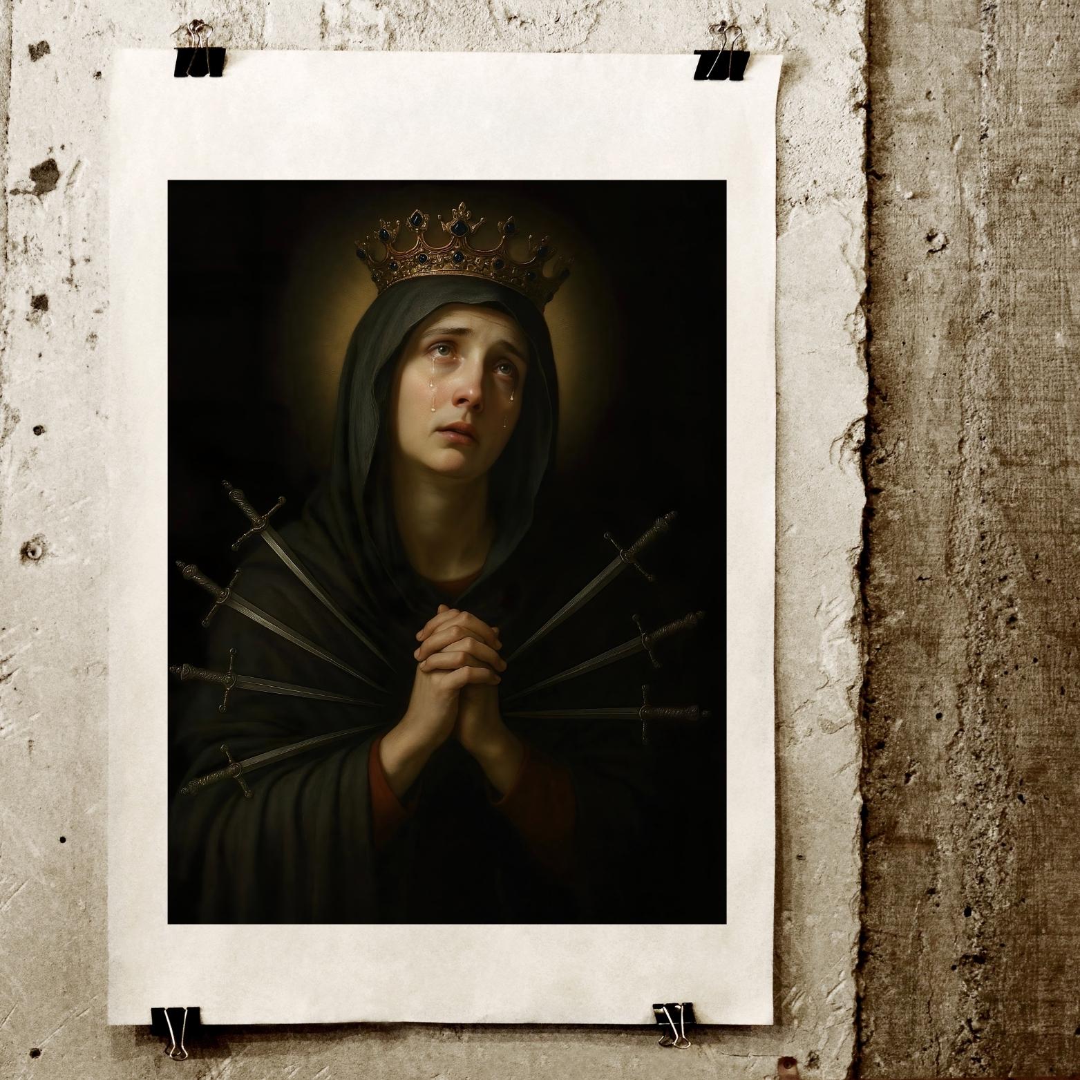 Our Lady of Sorrows Wall Art Decor Catholic Virgin Mary Print Digital ...