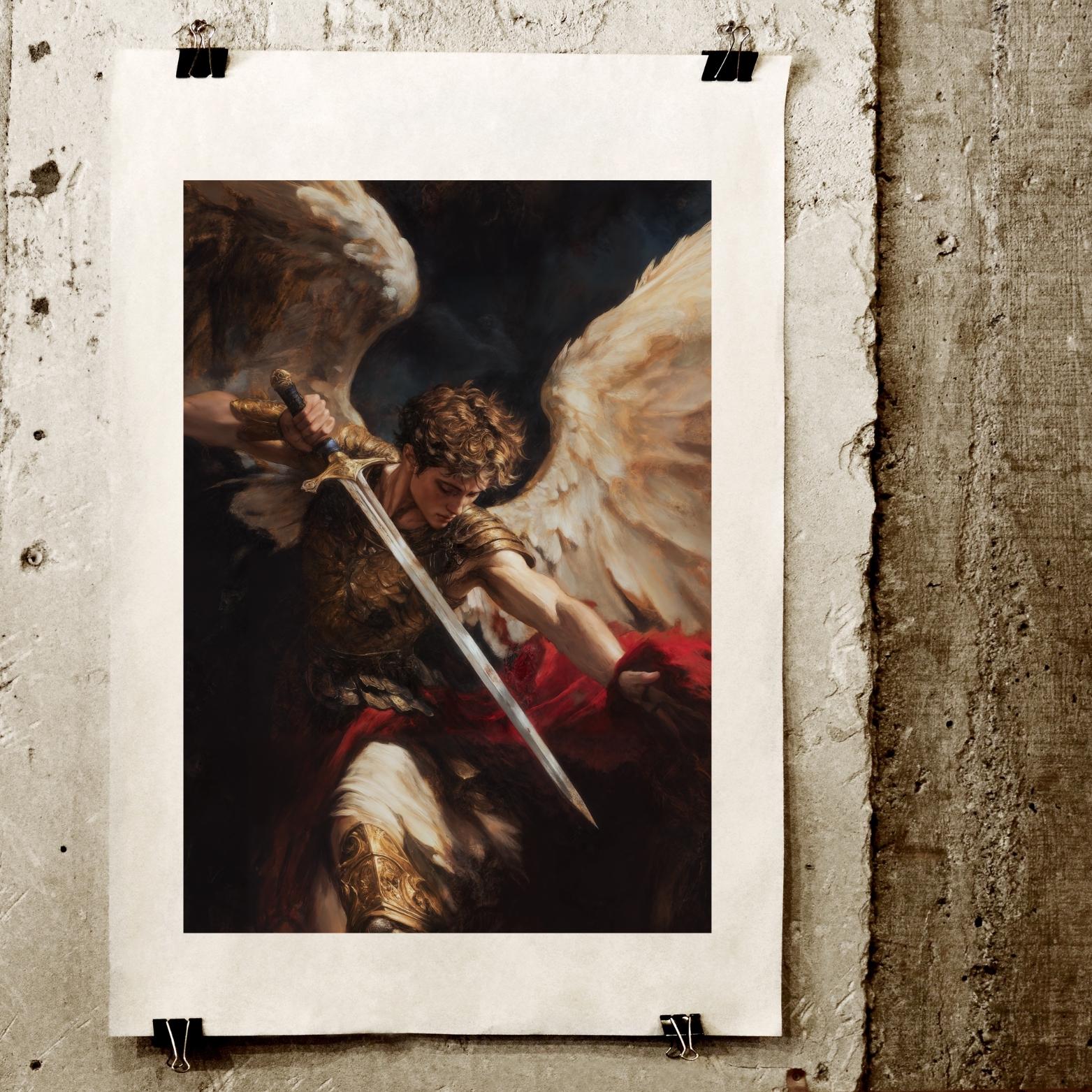 聖ミカエル大天使アートプリント：カトリッククリスチャンギフト