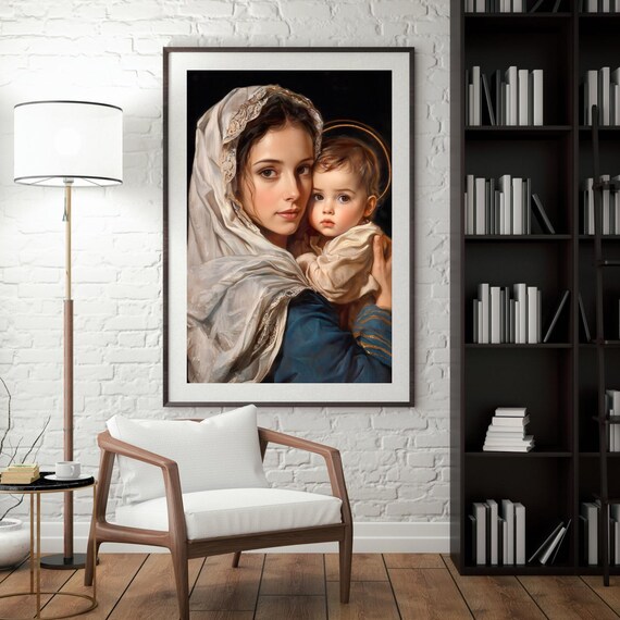 聖母マリアと幼子イエスの絵画：カトリックのキリスト教絵画