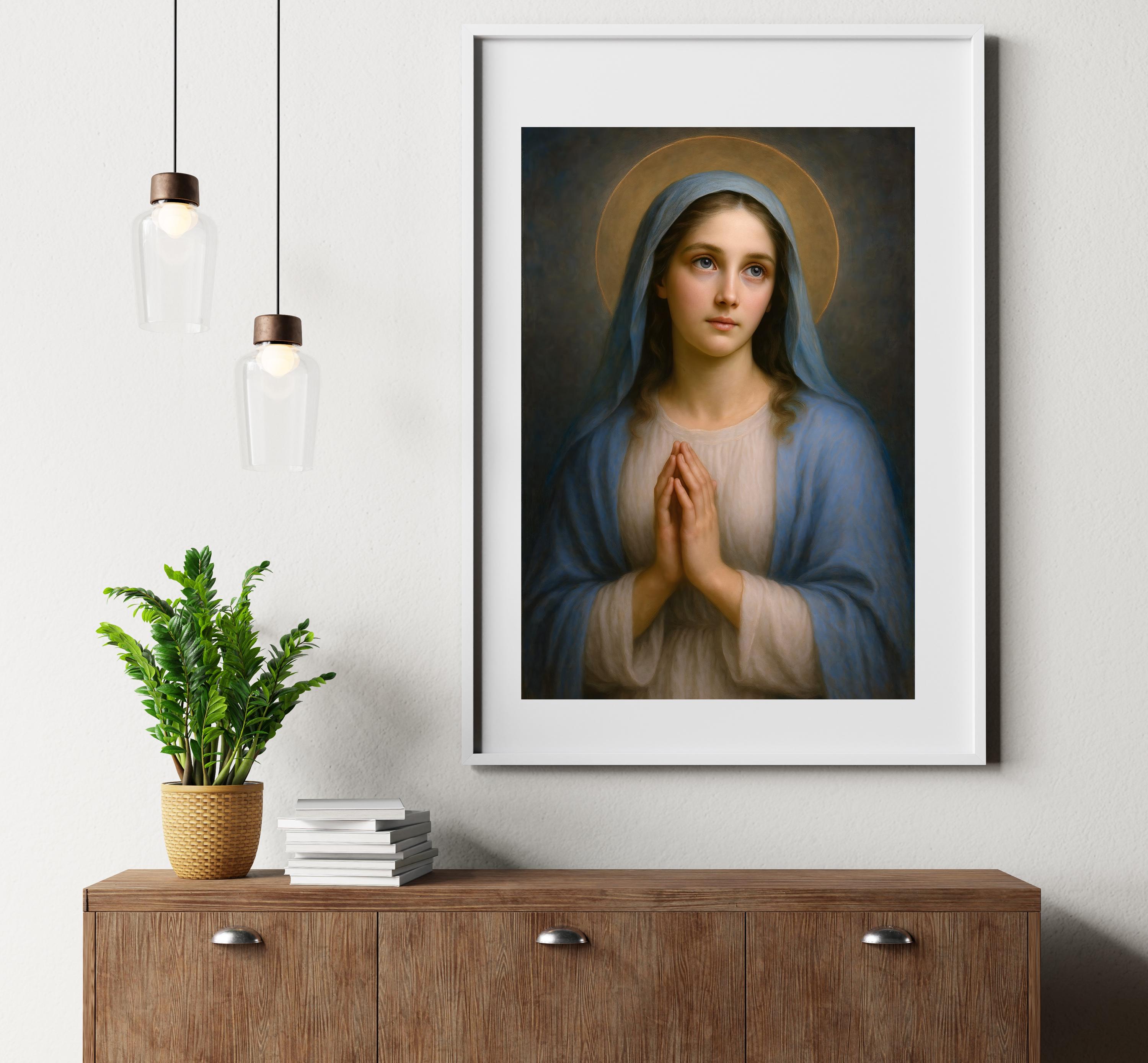 Virgin Mary Art Print: Immaculate Mother of God, Catholic Illustration