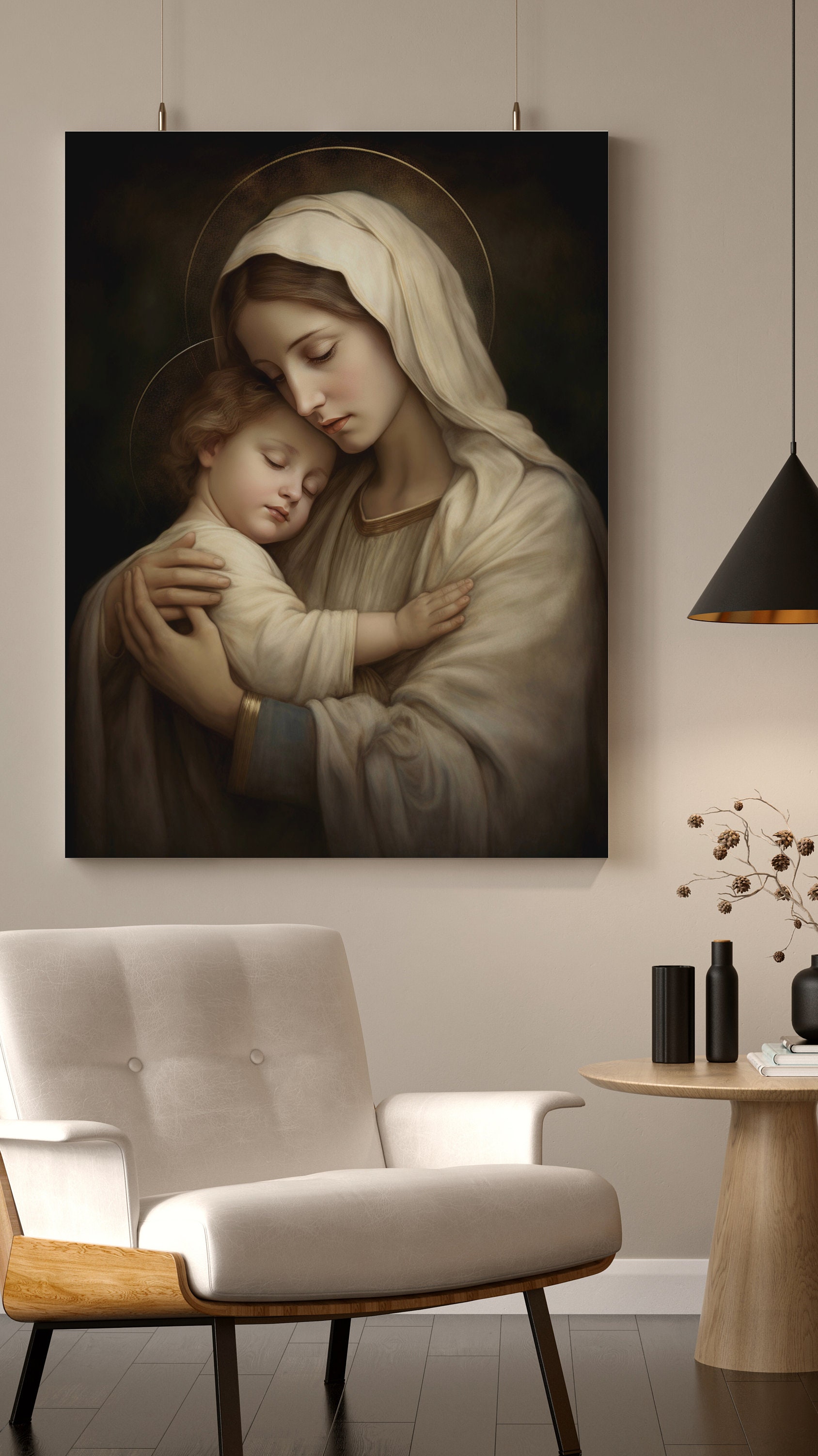 聖母マリアと幼子イエスのアートプリント：カトリックの室内装飾