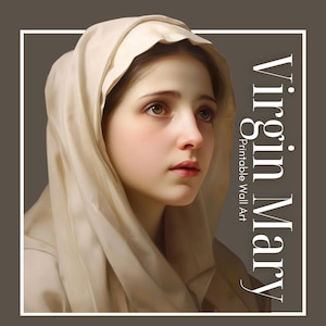 Virgin Mary Close up Christian Catholic Orthodox Icon Fine Art religious church inspired bible painting devotional poster devotion prayer
