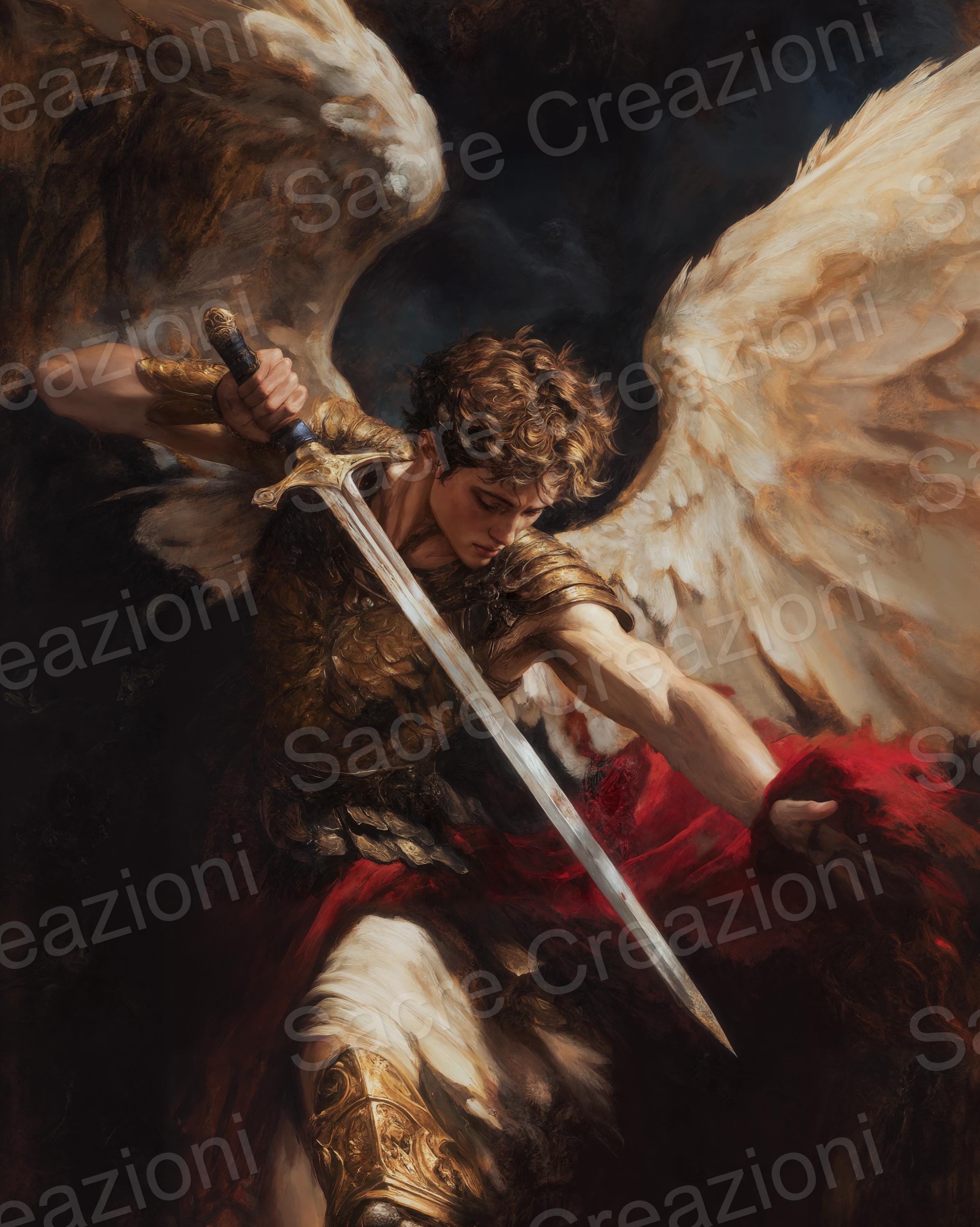 聖ミカエル大天使アートプリント：カトリッククリスチャンギフト