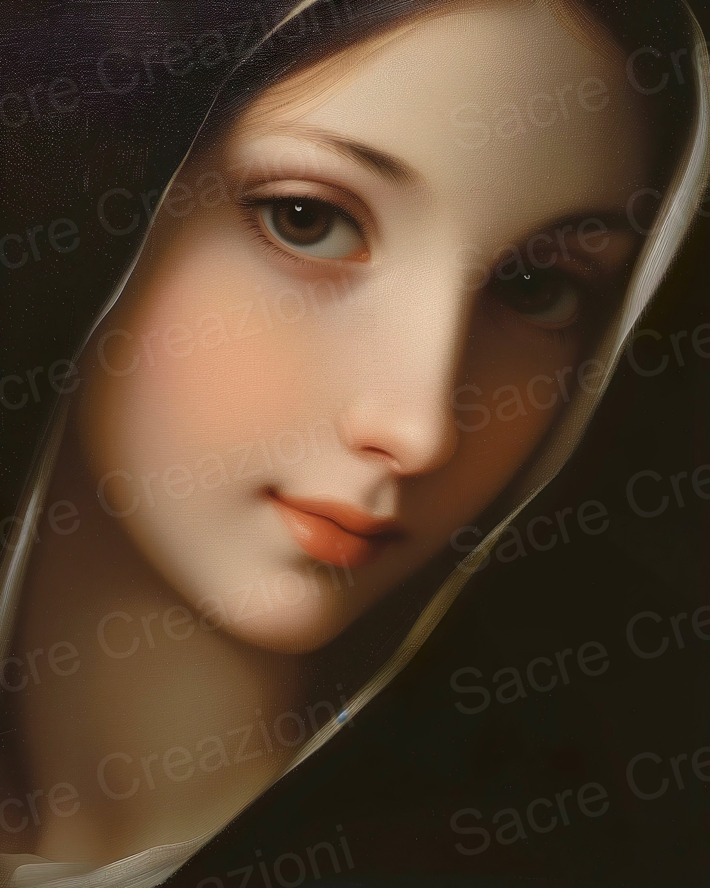 聖母マリアの肖像：キリスト教の信仰に基づく美術ポスター（デジタル