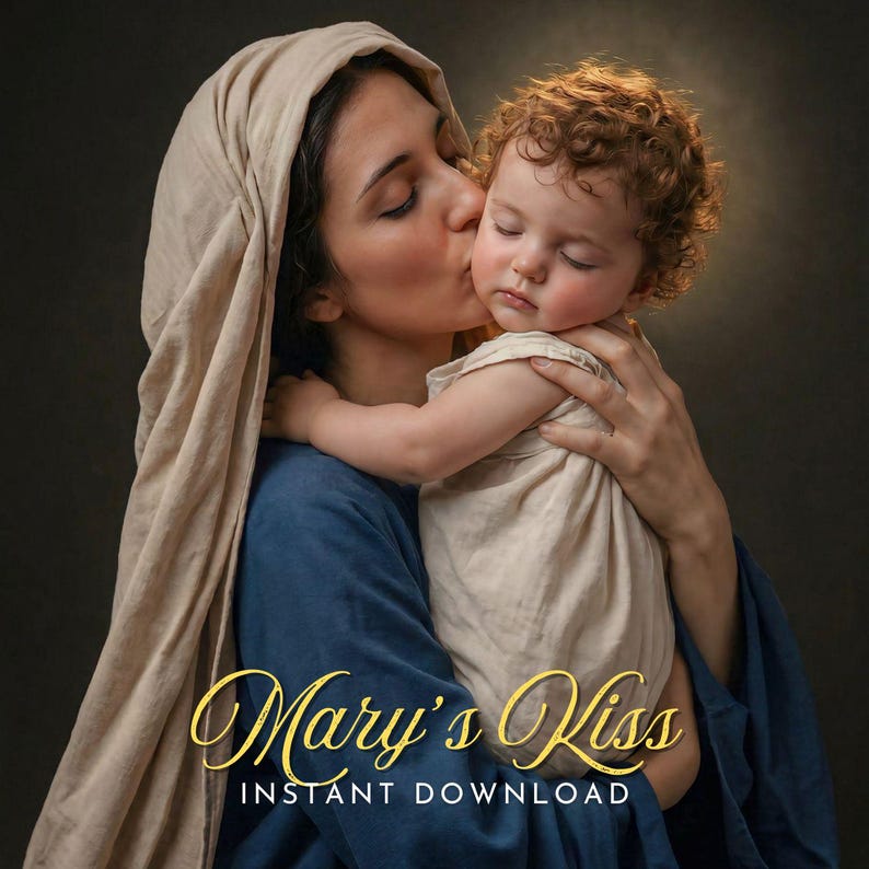Virgin Mary Kissing Baby Jesus Madonna and Child Christian Catholic ...