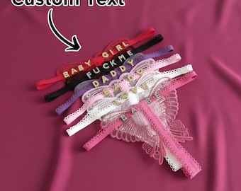 Tanga con nombre personalizado - Lencería personalizada para San Valentín - Tanga con mariposa personalizada