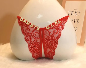 Tanga de encaje personalizada: lencería con nombre personalizado, regalo de novia