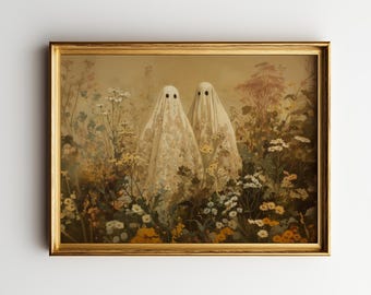 Spooky Season Ghost Art Print, Halloween Home Decor (Digital Download)