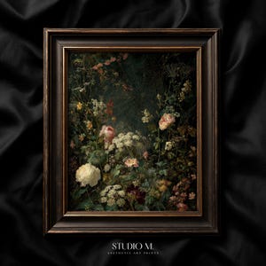 Floral Spider Web Art Print: Moody Vintage Oil Painting (Digital Download)