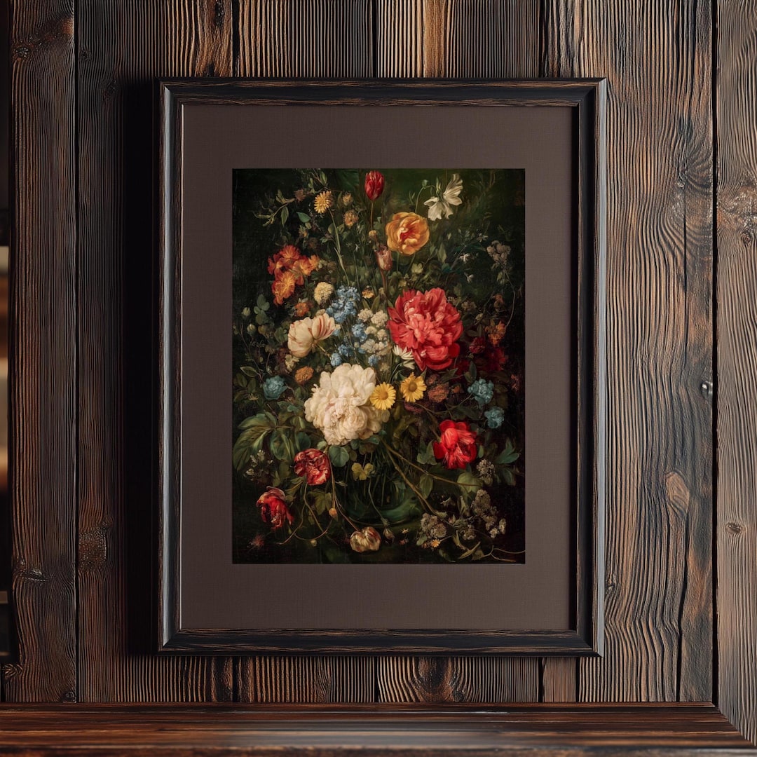 Vintage Floral Botanical Print | Dark Academia Wall Art (digital ...