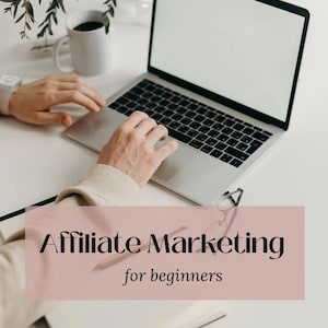 May include: A person working on a laptop computer with a white background. The text on the screen reads "Affiliate Marketing for beginners created by Maegan Blinka".