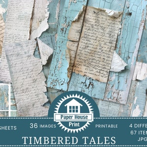 Pagine di diario di Timbered Tales Junk, appunti strappati stampabili, carta digitale di legno strappato, sfondo digitale strappato, carta invecchiata e rovinata