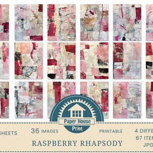 Raspberry Rhapsody: Eleganza astratta in tonalità cremose Carta stampabile, Carta per collage astratto, Carta per diario spazzatura, Sfondo multimediale misto immagine 4