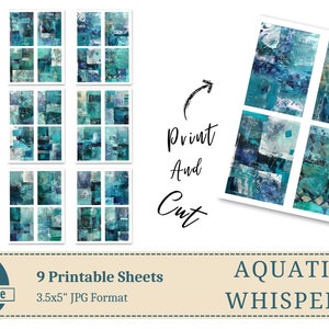 Aquatic Whispers: Abstract Downloadable Paper, Abstract Collage Paper, Junk Journal Paper, Mixed Media Background Abstract Digital Print image 7