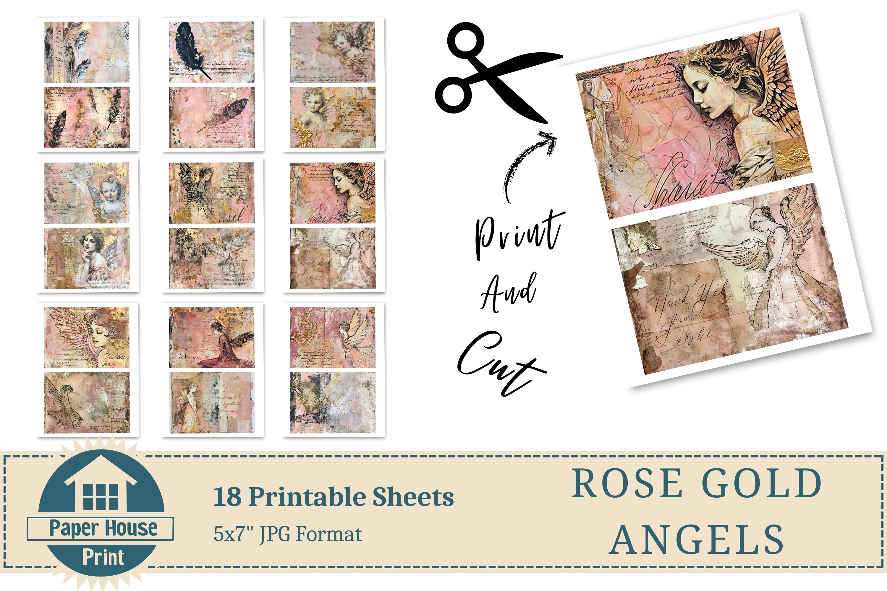 Angel Collection Sheets Whimsical Angels Mixed Media, Angelic Beauties, Blush Angel Portraits ...
