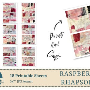 Raspberry Rhapsody: Eleganza astratta in tonalità cremose Carta stampabile, Carta per collage astratto, Carta per diario spazzatura, Sfondo multimediale misto immagine 5