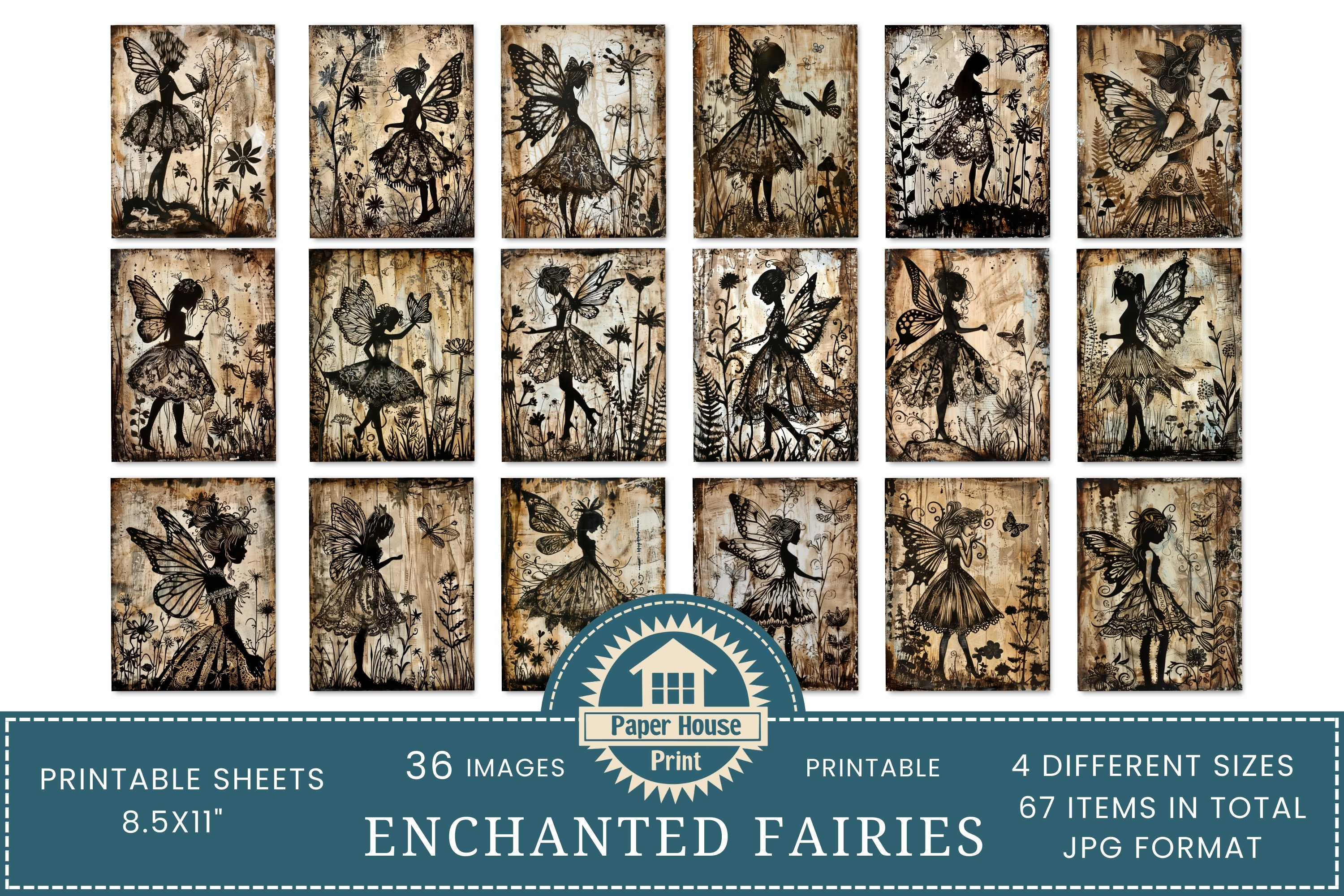 Whimsical Fairy Junk Journal Pages, Fairy Collage Printables, Digital ...
