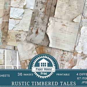 Pagine di diario di Timbered Tales Junk, appunti strappati stampabili, carta rustica in legno strappato, sfondo digitale strappato, carta invecchiata e rovinata