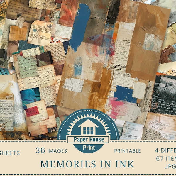 Memories in Ink, Paper Pack, junk journal, scrapbook paper, printable paper, 8.5x11, digital paper pack, ephemera, scrapbooking, handwriting