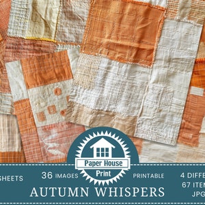 Autumn Whispers: Immagini di sfondo patchwork di lino arancione, Immagini di album, Texture di tessuto di lino, Carte di lino, Stampa su tessuto