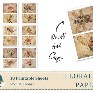 Pagine di diario vintage, diario spazzatura stampabile, fiori morti sulle api, diario spazzatura fiore, kit diario spazzatura ape, diario stampabile vintage immagine 6