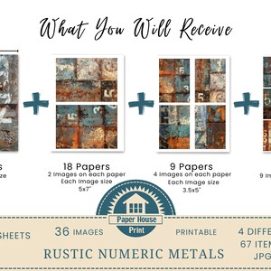 Rustic Numeric Metals Printable Paper, 36 Designs, Metal Texture ...