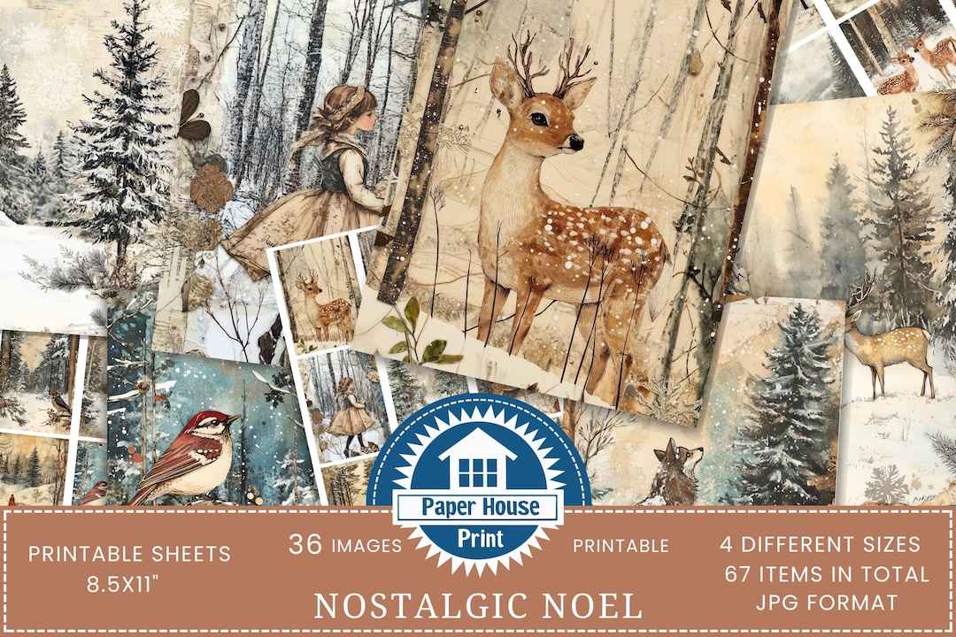 Nostalgic Noel Junk Journal Kit, Mixed Media Christmas Junk Journal Kit ...