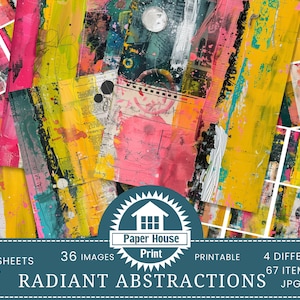 Radiant Abstractions: carta da parati astratta stravagante, formato A4, carta stampabile, sfondi digitali, uso commerciale, progetti creativi