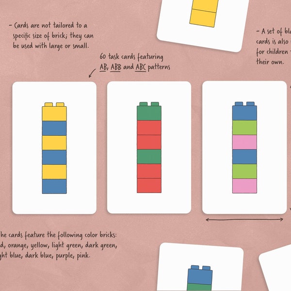 Building Repeating Patterns with Bricks | Tactile Math Activity | Fine-Motor Skills + Visual Perception | Printable First Grade Math Center