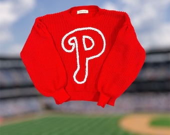 Philadelphia baseball “P” hand embroidered women’s sweater