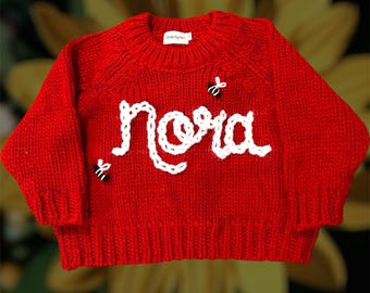 Personalized hand embroidered sweater