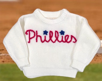 Philadelphia baseball hand embroidered sweater