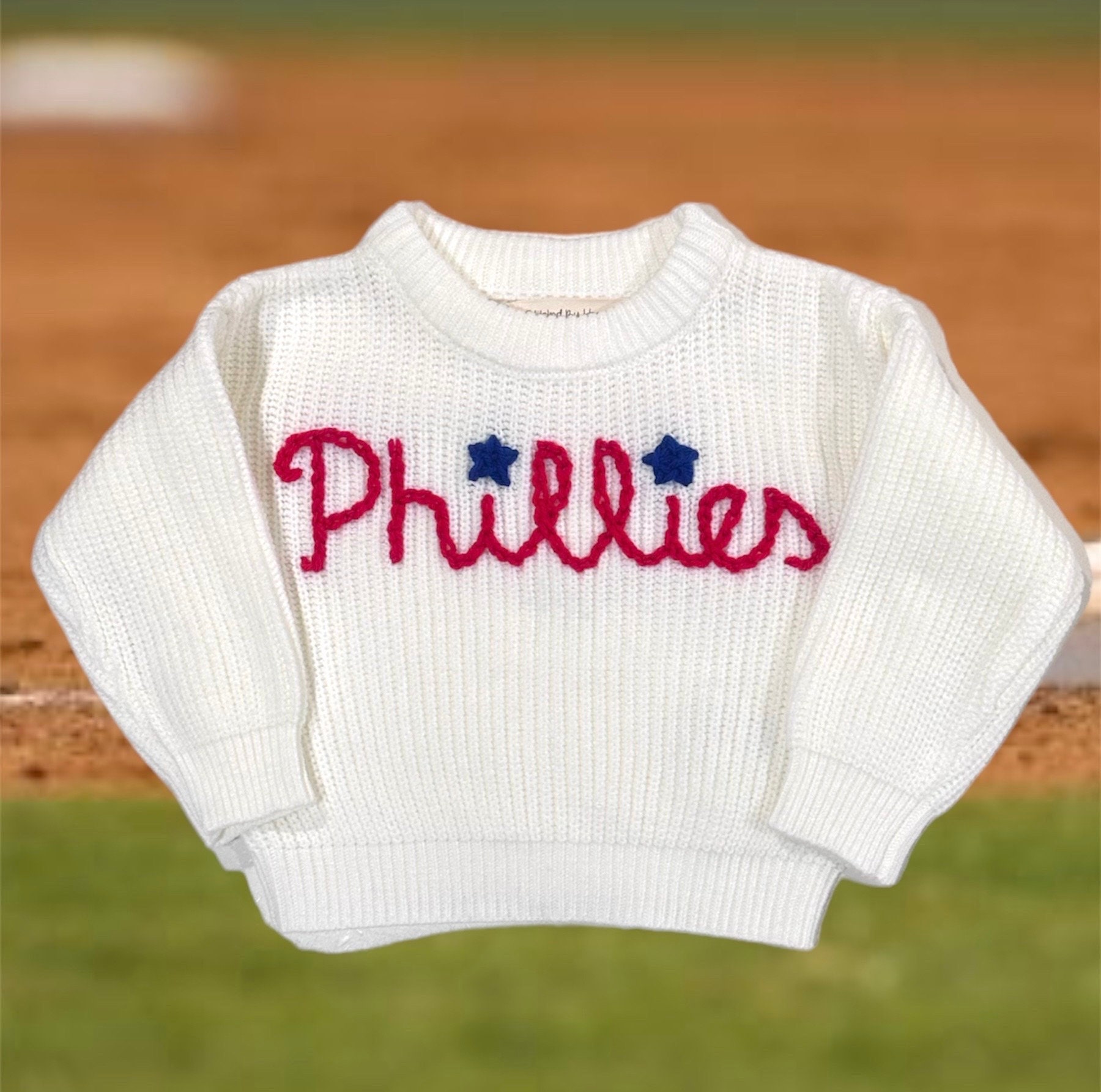 Philadelphia baseball hand embroidered sweater