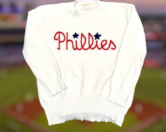 Philadelphia baseball hand embroidered women’s sweater