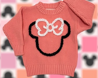 Minnie Mouse/Mickey Mouse Hand Embroidered Sweater