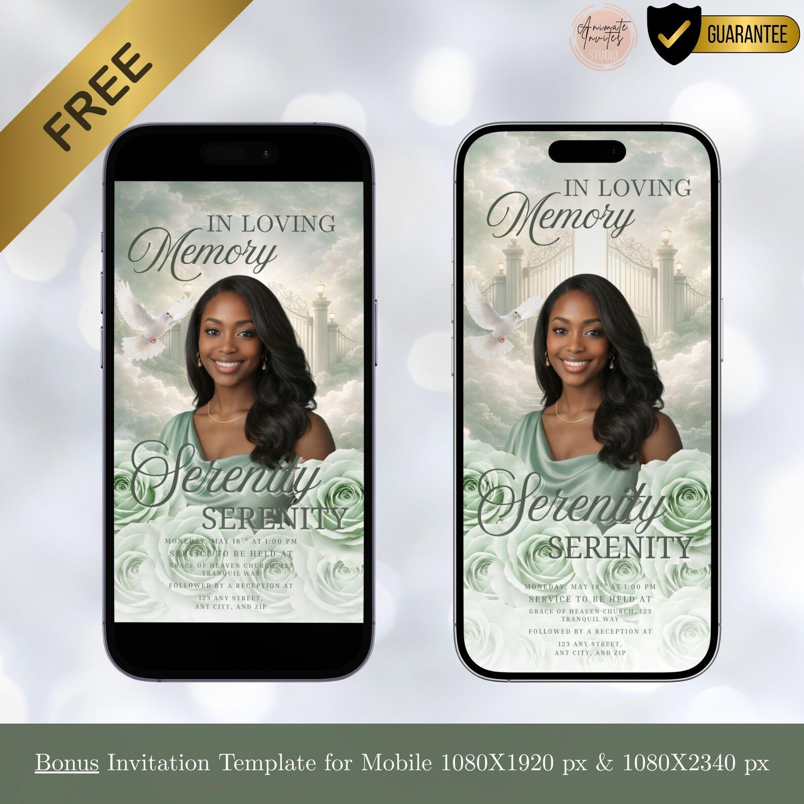 Green Roses Funeral Program Template Heaven, 8 Pages Celebration of ...