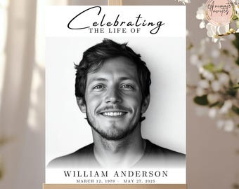 Minimalist Funeral Welcome Sign Template, Editable Canva Memorial Poster, In Loving Memory Celebration of Life Sign, Instant Download