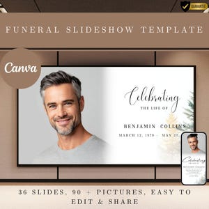 Forest Funeral Photo Slideshow Canva Template, Nature Editable Memorial Video Tribute, Celebration of Life Presentation, Digital Download