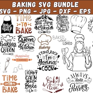 Baking SVG Bundle | Baker SVG, Bakery Bundle Svg, Kitchen Svg, Apron Quotes, Pot Holder Svg, Baking Png, Cooking Quotes