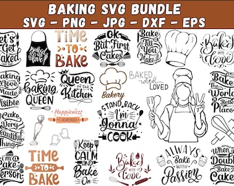 Baking SVG Bundle: Kitchen, Apron, Pot Holder Designs (Digital Download)