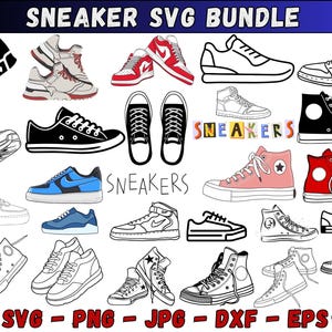 Sneaker Svg Bundle, Sneakers Svg, Running Shoes, Sneaker Clipart, Png for Sublimation, Basketball Shoes Svg Files for Cricut, Silhouette