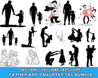 Dad and Child Silhouette SVG Bundle (Digital Files)