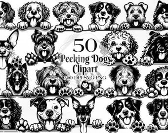 Peeking Dog Breeds Clipart: SVG, PNG Files (Digital Download)