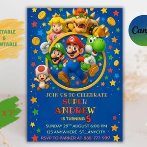 Editable Super Mario Invitation, Mario Bros Birthday Invitation, Printable Birthday Party Invitations, Digital Bday Party Invite Template