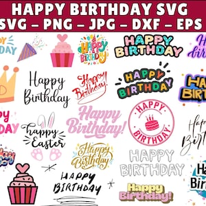 Happy Birthday SVG Bundle, Happy Birthday prints, Colourful Birthday designs, Birthday Shirt SVG, Happy Birthday Boy/Girl, Birthday svg.