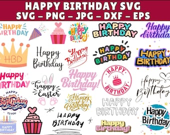 Happy Birthday SVG Bundle: Colorful Birthday Designs (Digital Download)
