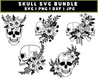 Floral Skull SVG: Flower Silhouette Clipart (Digital Files)